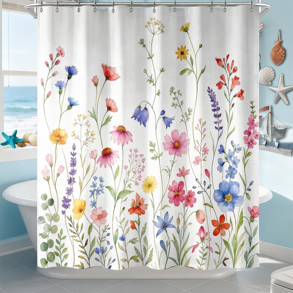 Custom Printed Bath Curtain — custom printed polyester bath curtain detail view