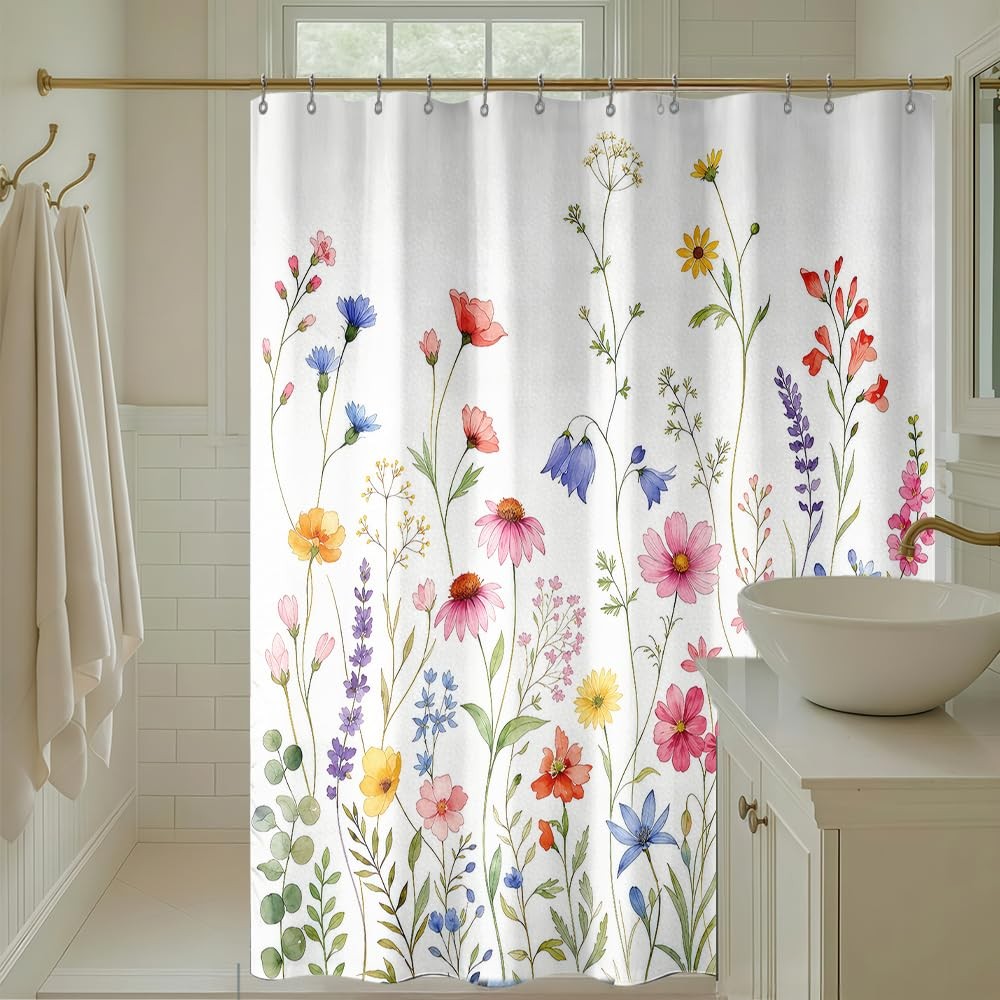 Custom Printed Bath Curtain — custom printed polyester bath curtain detail view