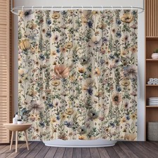 Printspree Boho Floral Watercolor Shower 72"W x 72"L (Pack of 1), Multi Color — custom printed polyester bath curtain