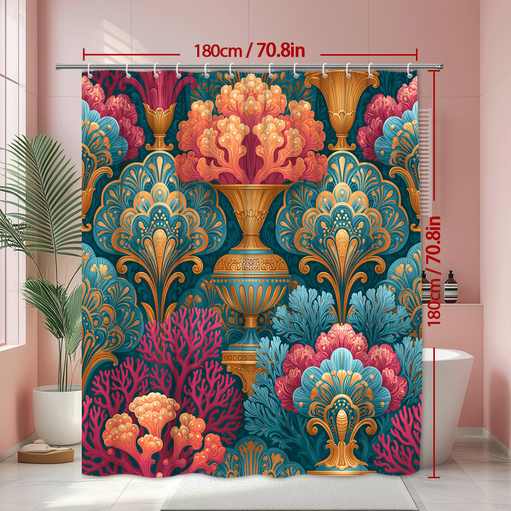 Custom Printed Bath Curtain — custom printed polyester bath curtain detail view