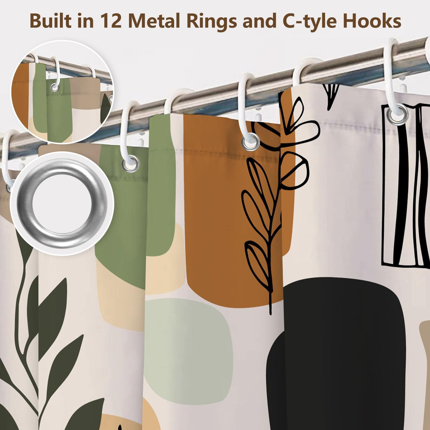 Custom Printed Bath Curtain — custom printed polyester bath curtain detail view