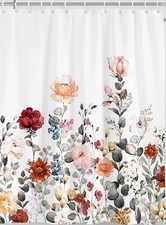 Wildflower Washable Polyester Shower Curtain w/Reinforce Ring Holes SEE DEAL — custom printed polyester bath curtain
