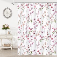 Litabel Watercolor Floral Shower Curtain, Pink Butterfly Flower Shower Curtai... — custom printed polyester bath curtain
