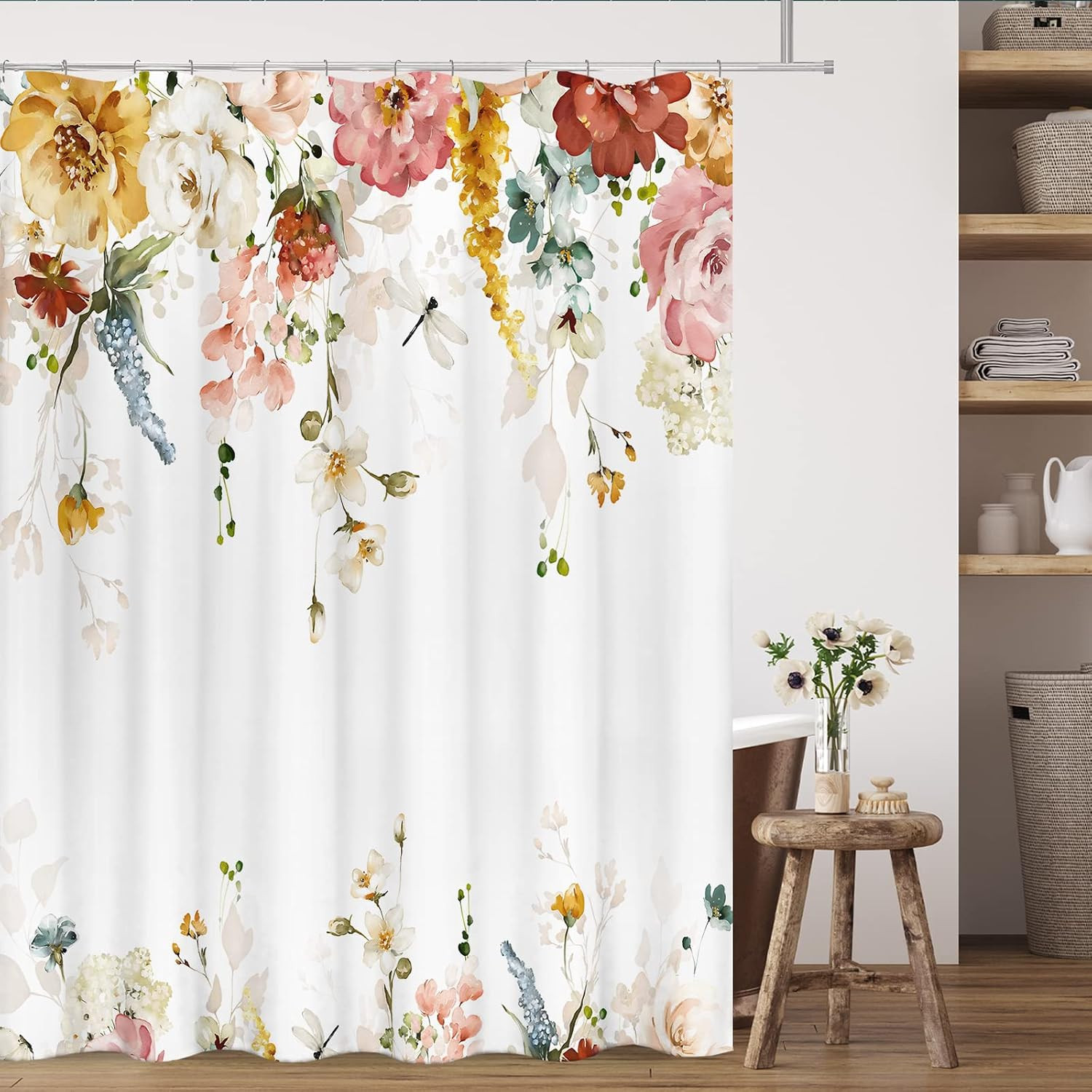 Custom Printed Bath Curtain — custom printed polyester bath curtain detail view