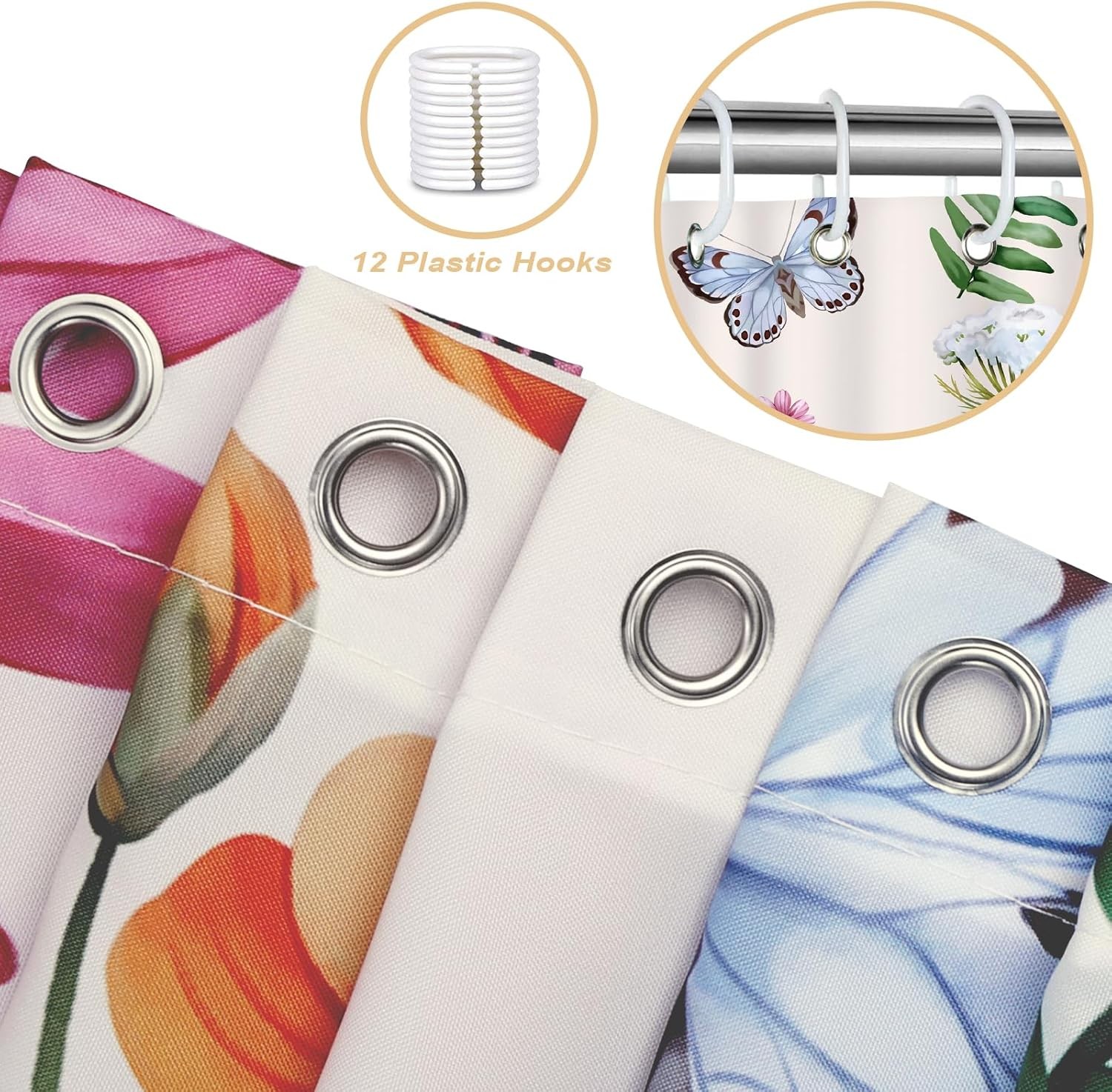 Custom Printed Bath Curtain — custom printed polyester bath curtain detail view