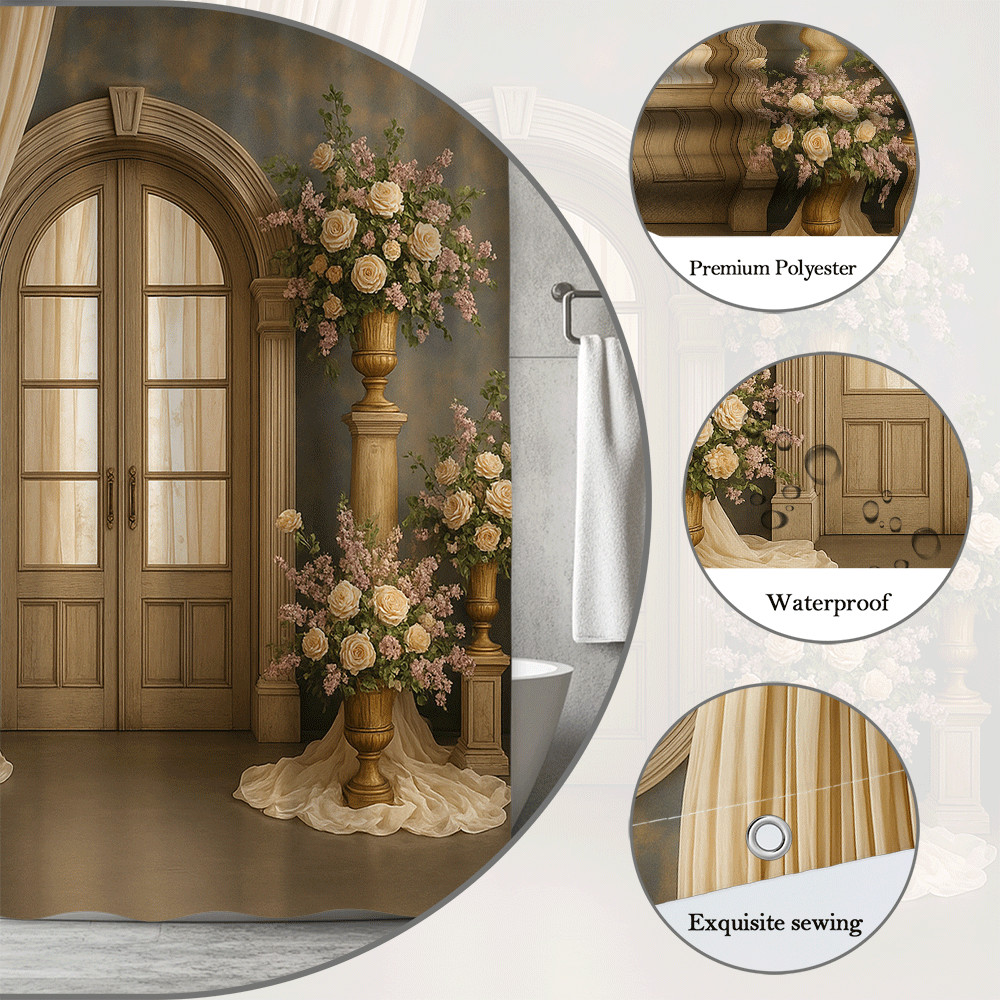 Custom Printed Bath Curtain — custom printed polyester bath curtain detail view