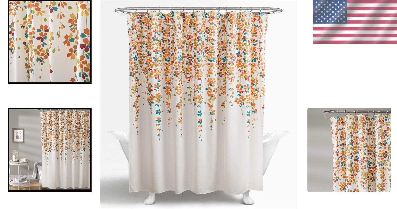 Custom Printed Bath Curtain — custom printed polyester bath curtain detail view