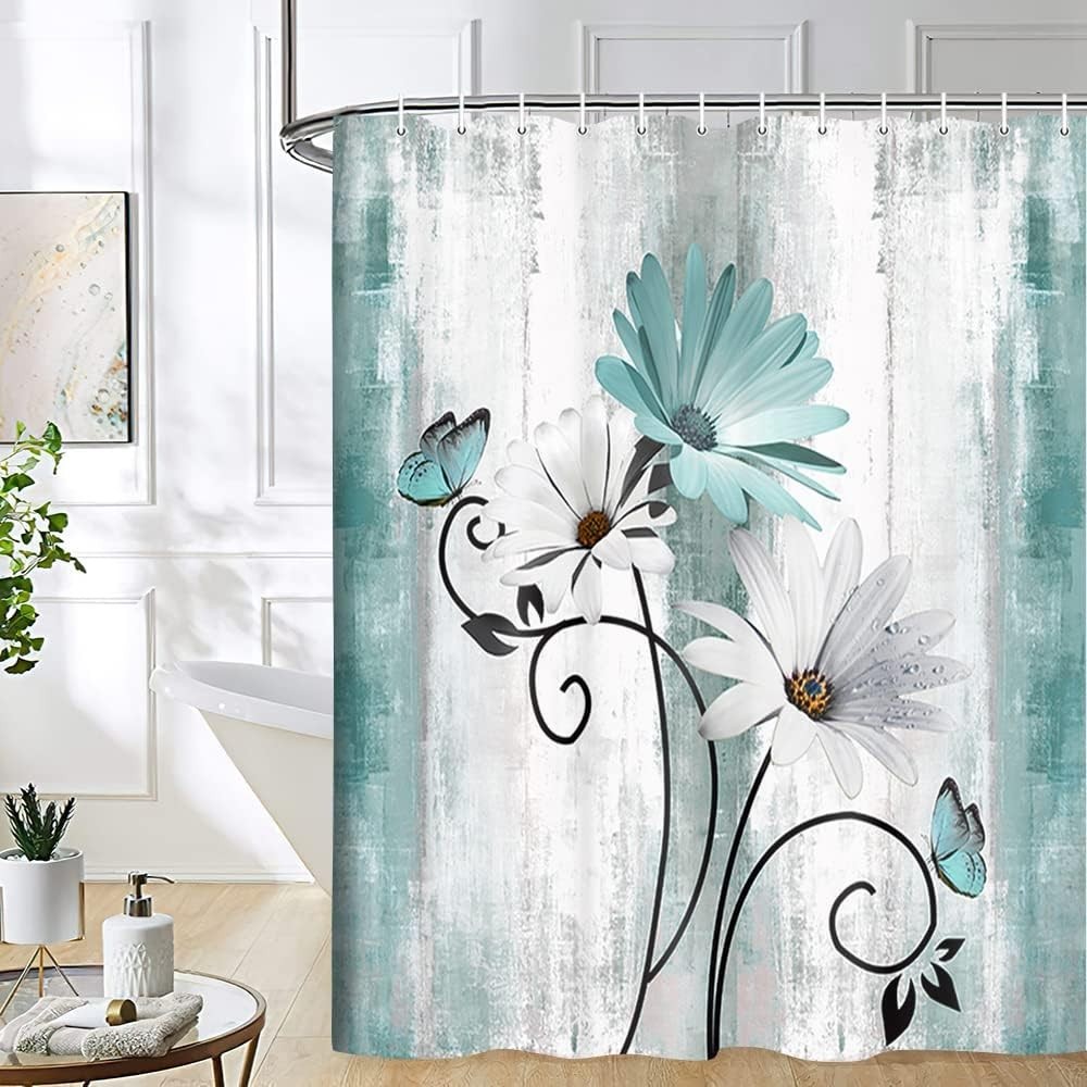 Custom Printed Bath Curtain — custom printed polyester bath curtain detail view