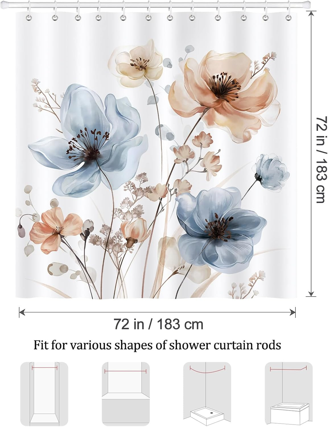 Custom Printed Bath Curtain — custom printed polyester bath curtain detail view