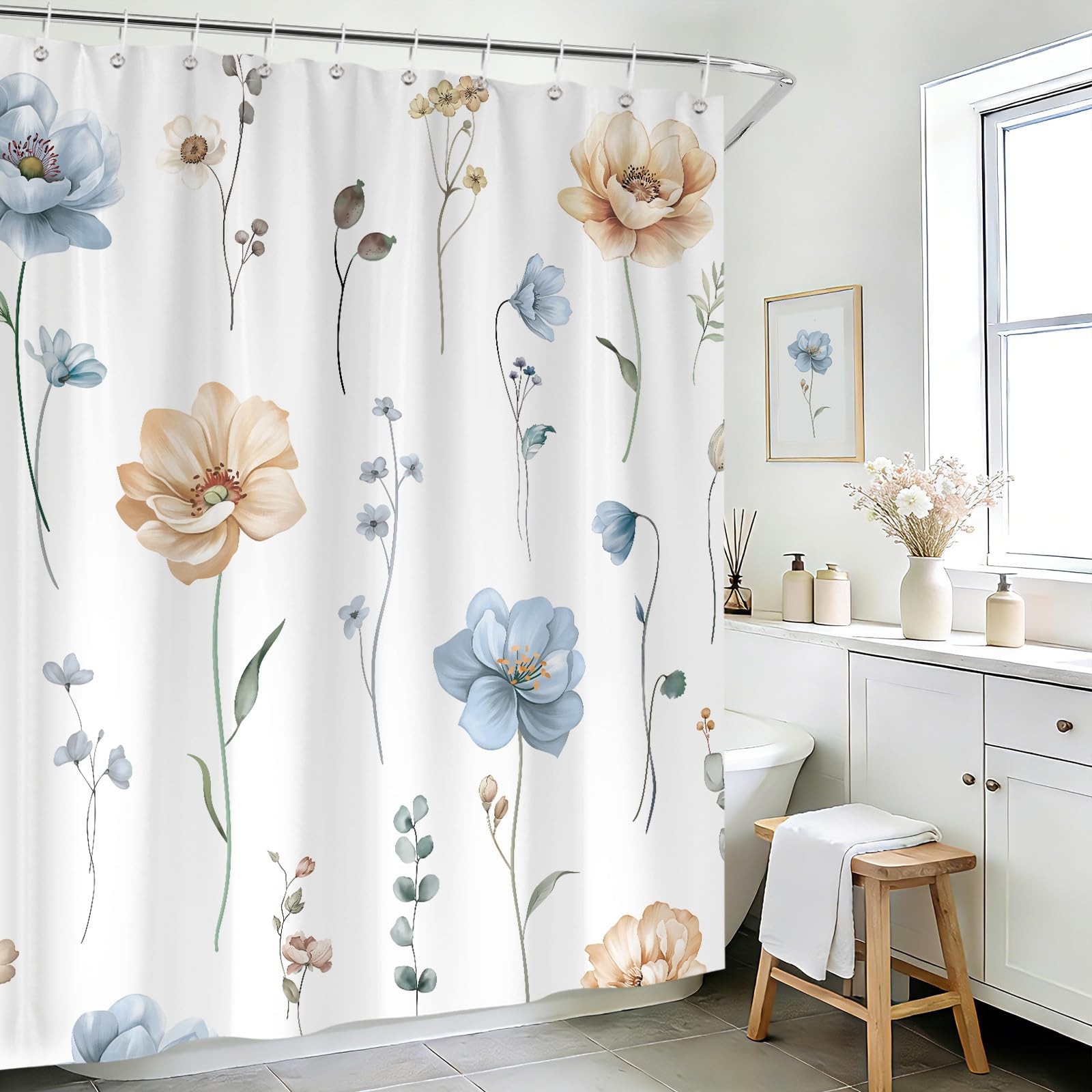 Custom Printed Bath Curtain — custom printed polyester bath curtain detail view