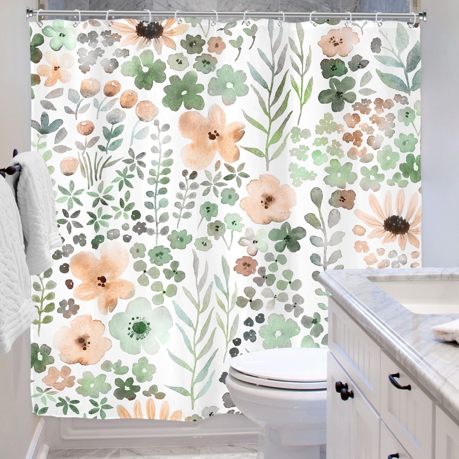 Custom Printed Bath Curtain — custom printed polyester bath curtain detail view