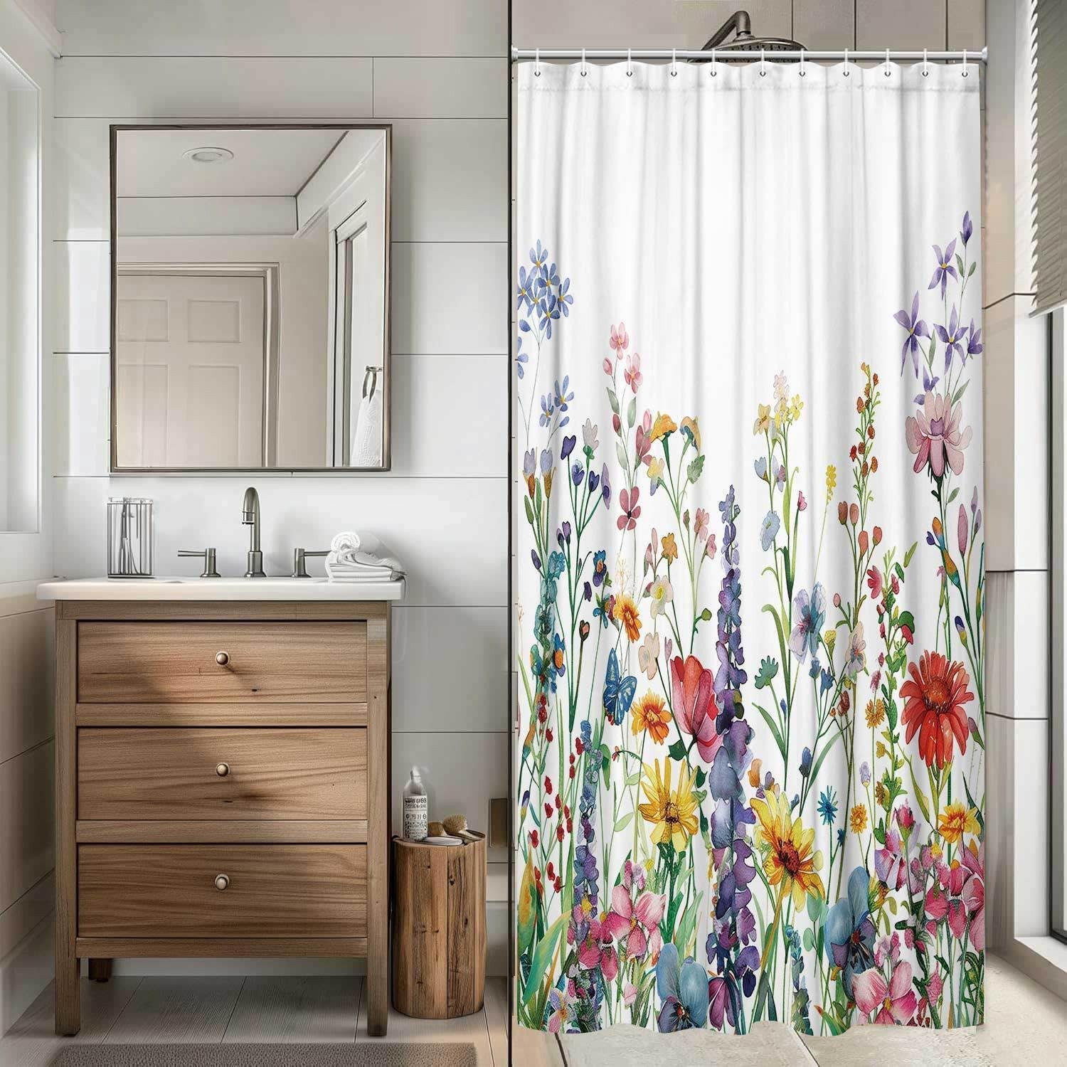 Custom Printed Bath Curtain — custom printed polyester bath curtain detail view