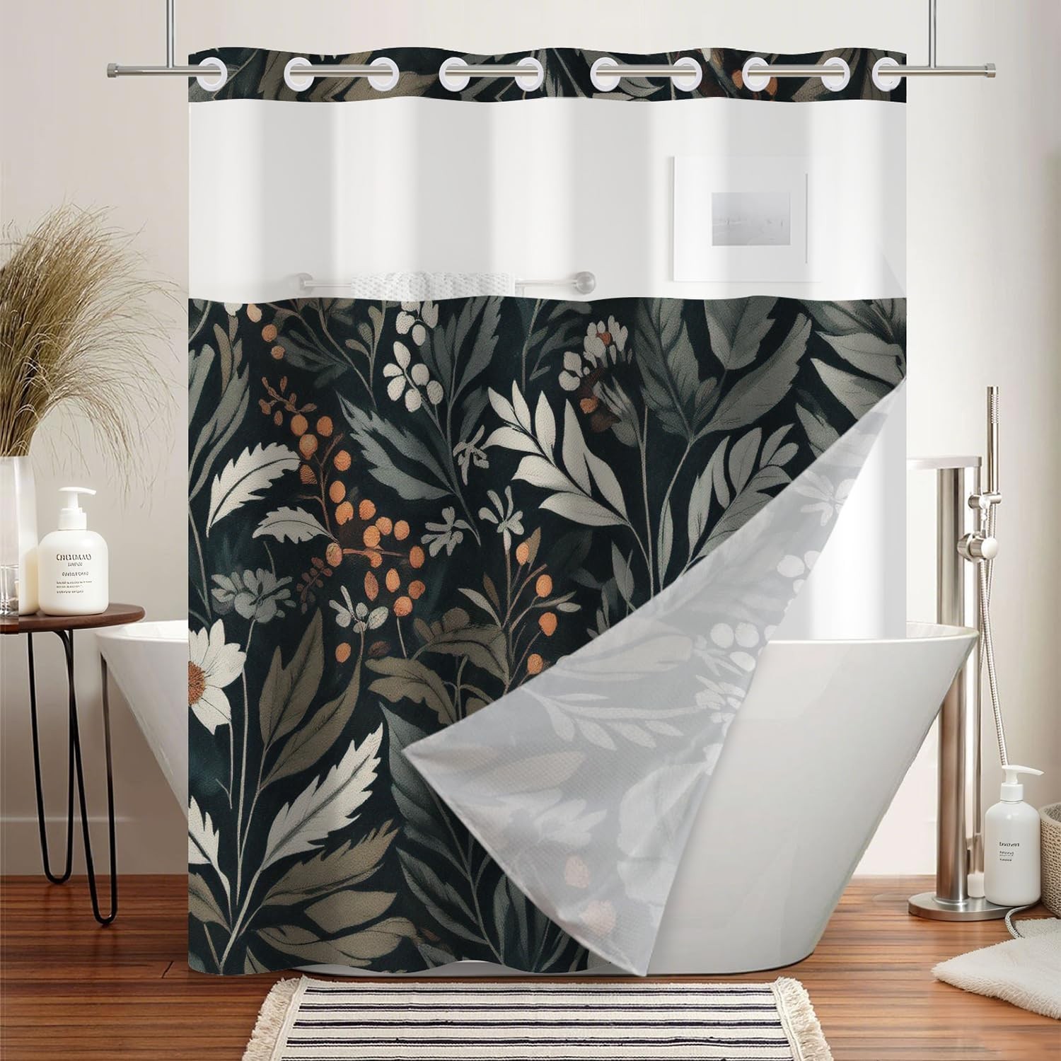 Custom Printed Bath Curtain — custom printed polyester bath curtain detail view