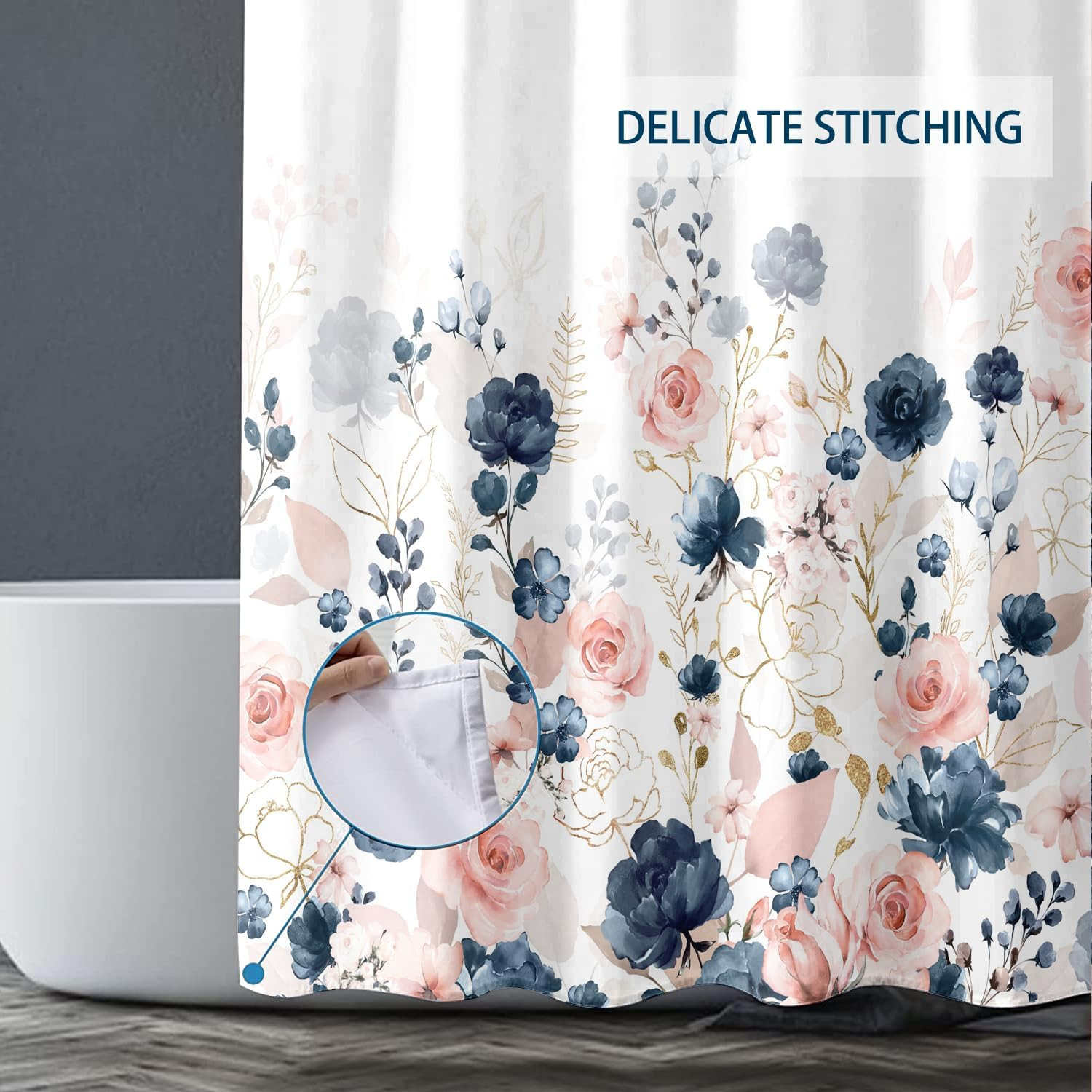 Custom Printed Bath Curtain — custom printed polyester bath curtain detail view