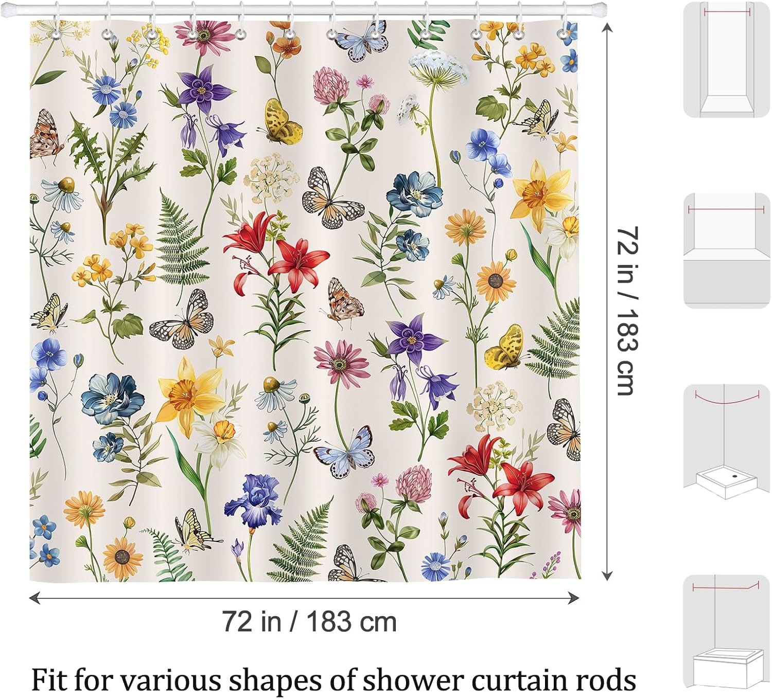 Custom Printed Bath Curtain — custom printed polyester bath curtain detail view