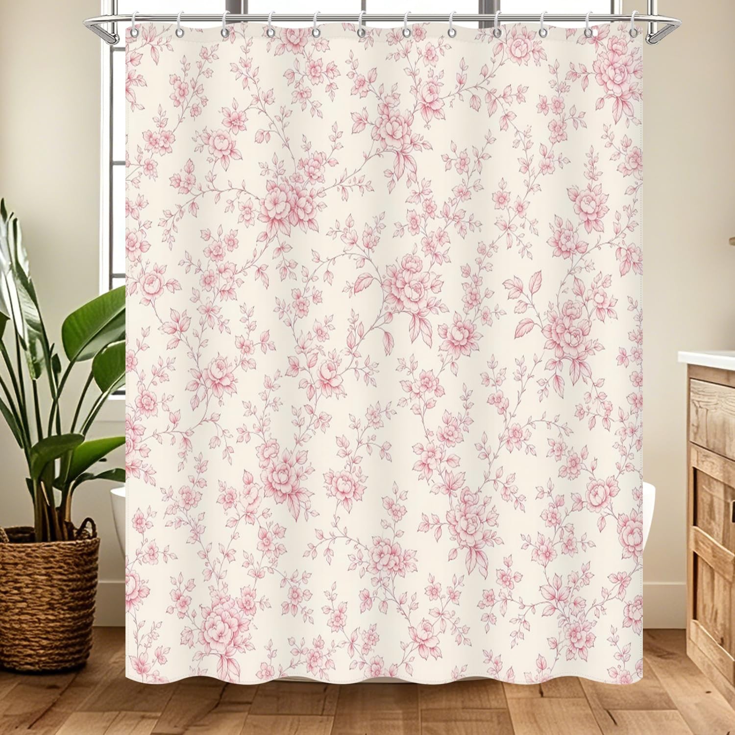 Custom Printed Bath Curtain — custom printed polyester bath curtain detail view