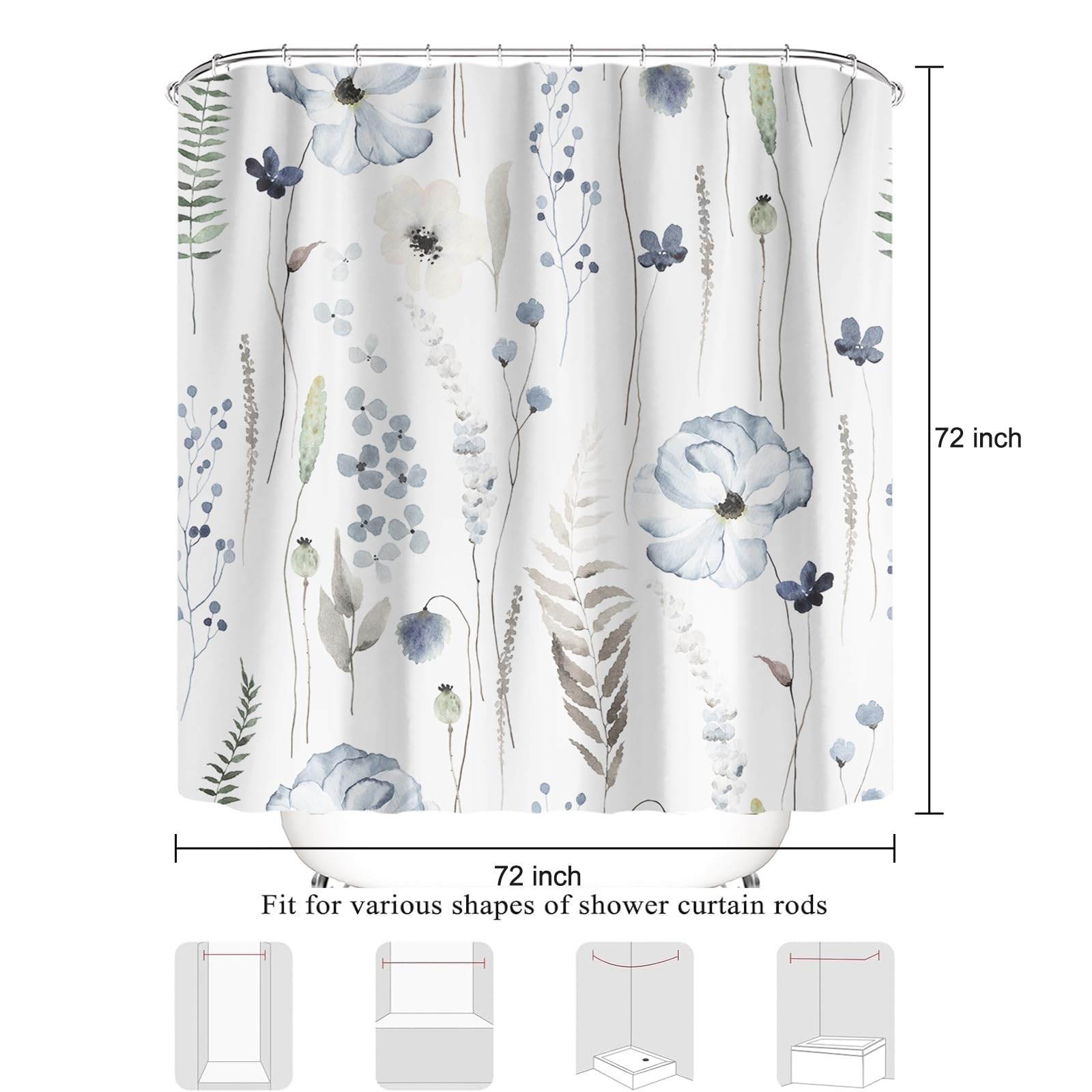 Custom Printed Bath Curtain — custom printed polyester bath curtain detail view
