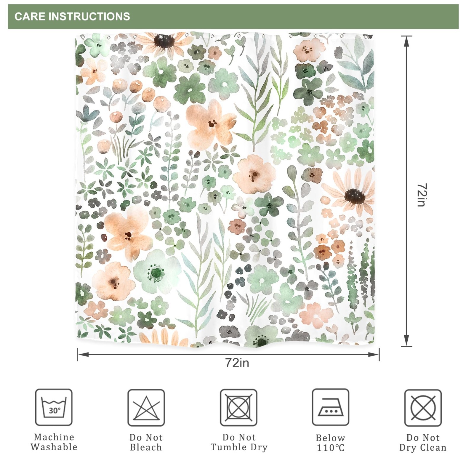 Custom Printed Bath Curtain — custom printed polyester bath curtain detail view