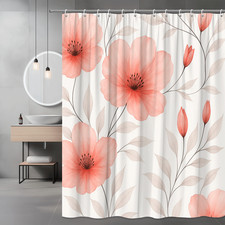 Floral Pink Shower Curtain - Elegant Fabric Decor for Bathroom — custom printed polyester bath curtain