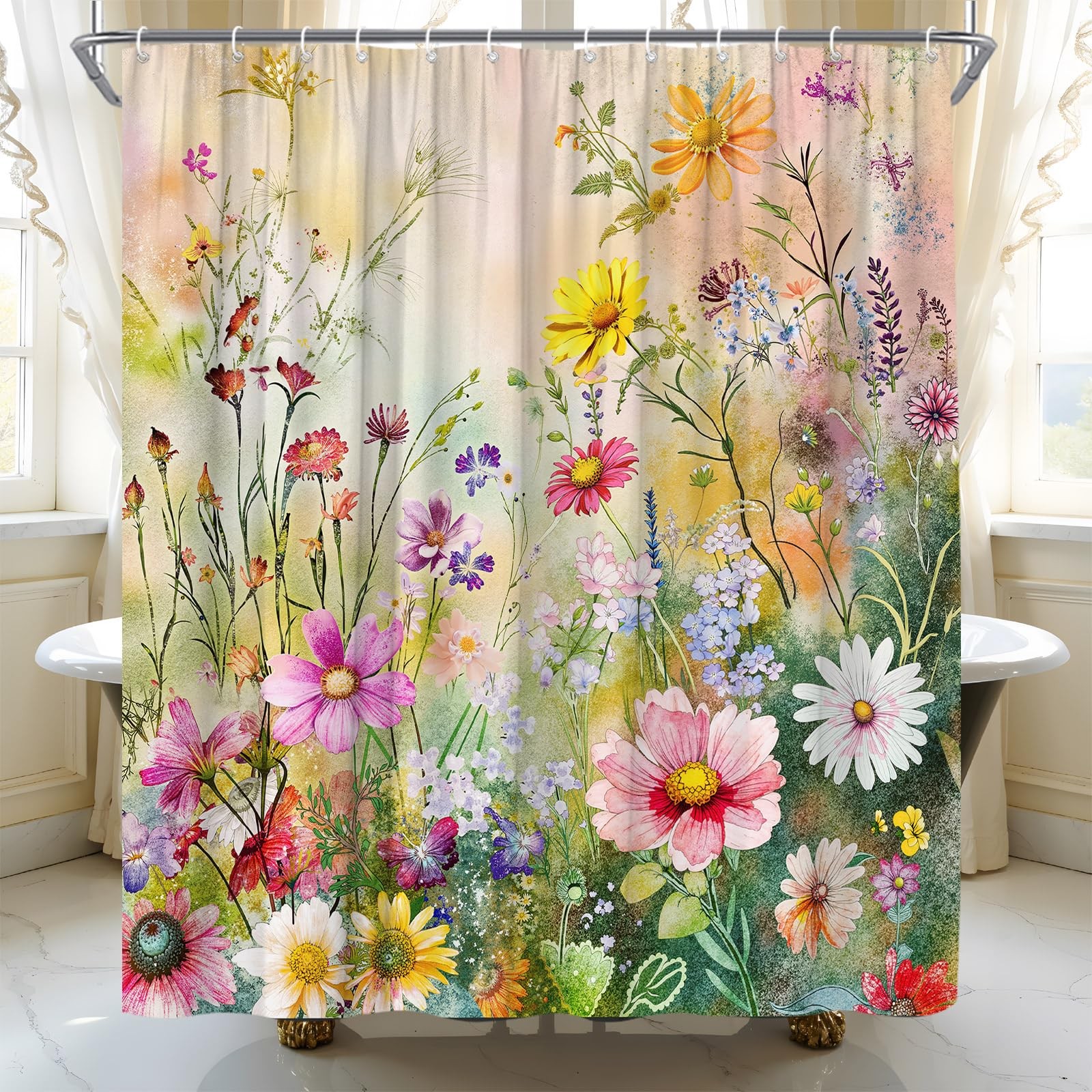 Custom Printed Bath Curtain — custom printed polyester bath curtain detail view