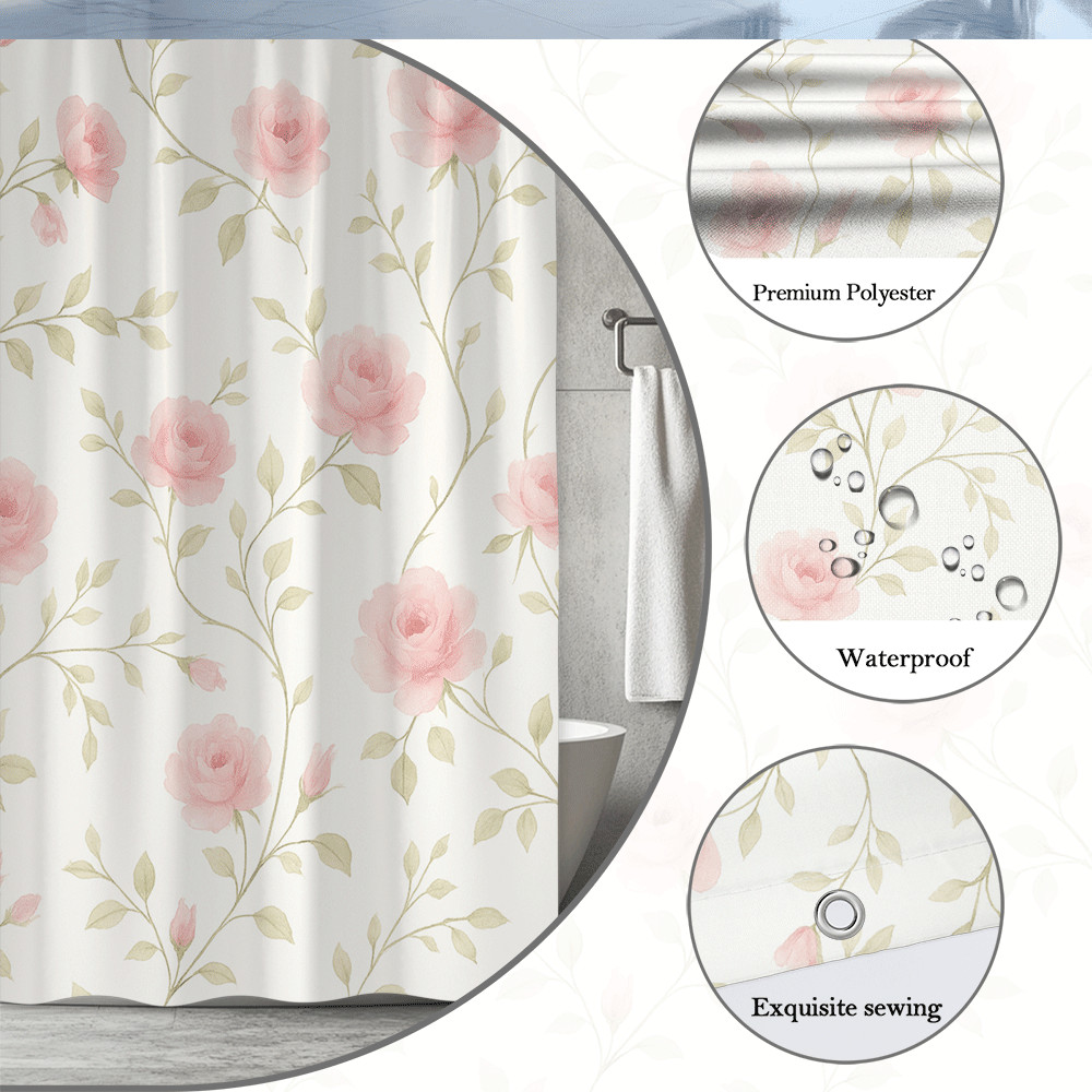Custom Printed Bath Curtain — custom printed polyester bath curtain detail view