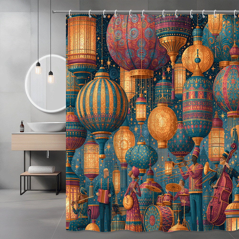 Custom Printed Bath Curtain — custom printed polyester bath curtain