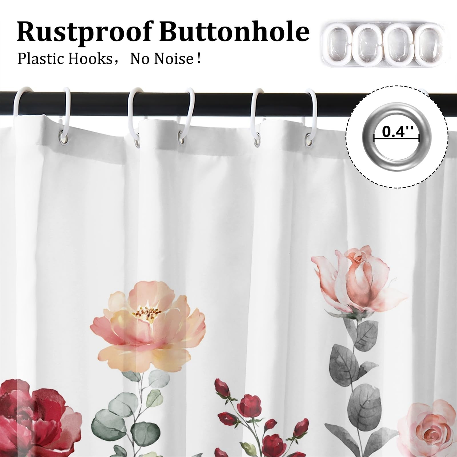 Custom Printed Bath Curtain — custom printed polyester bath curtain detail view