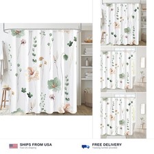 Gibelle Watercolor Floral Shower Curtain, Sage Green Beige Flower Shower Curt... — custom printed polyester bath curtain