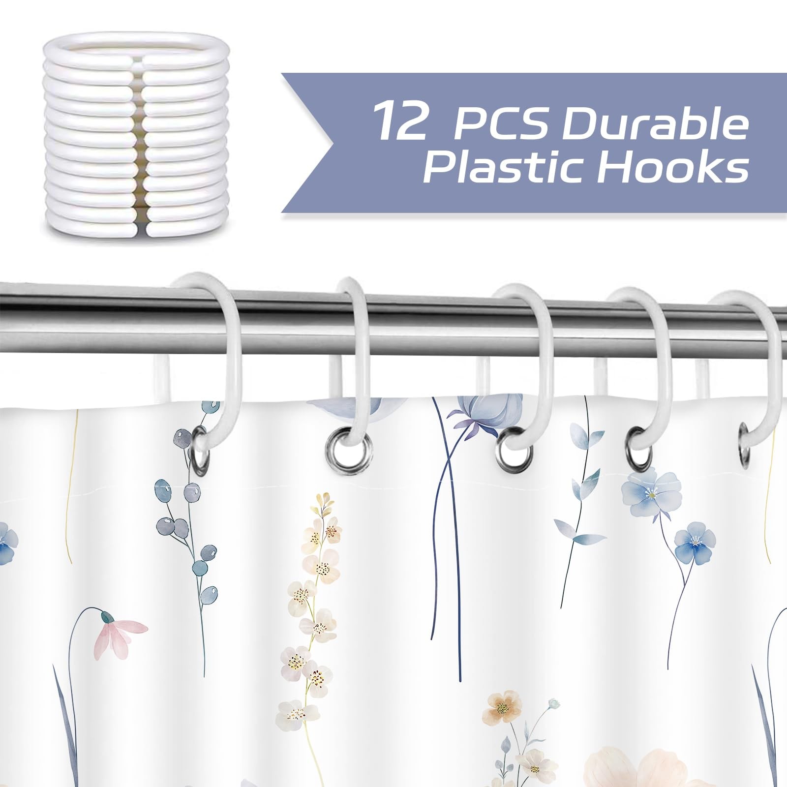 Custom Printed Bath Curtain — custom printed polyester bath curtain detail view
