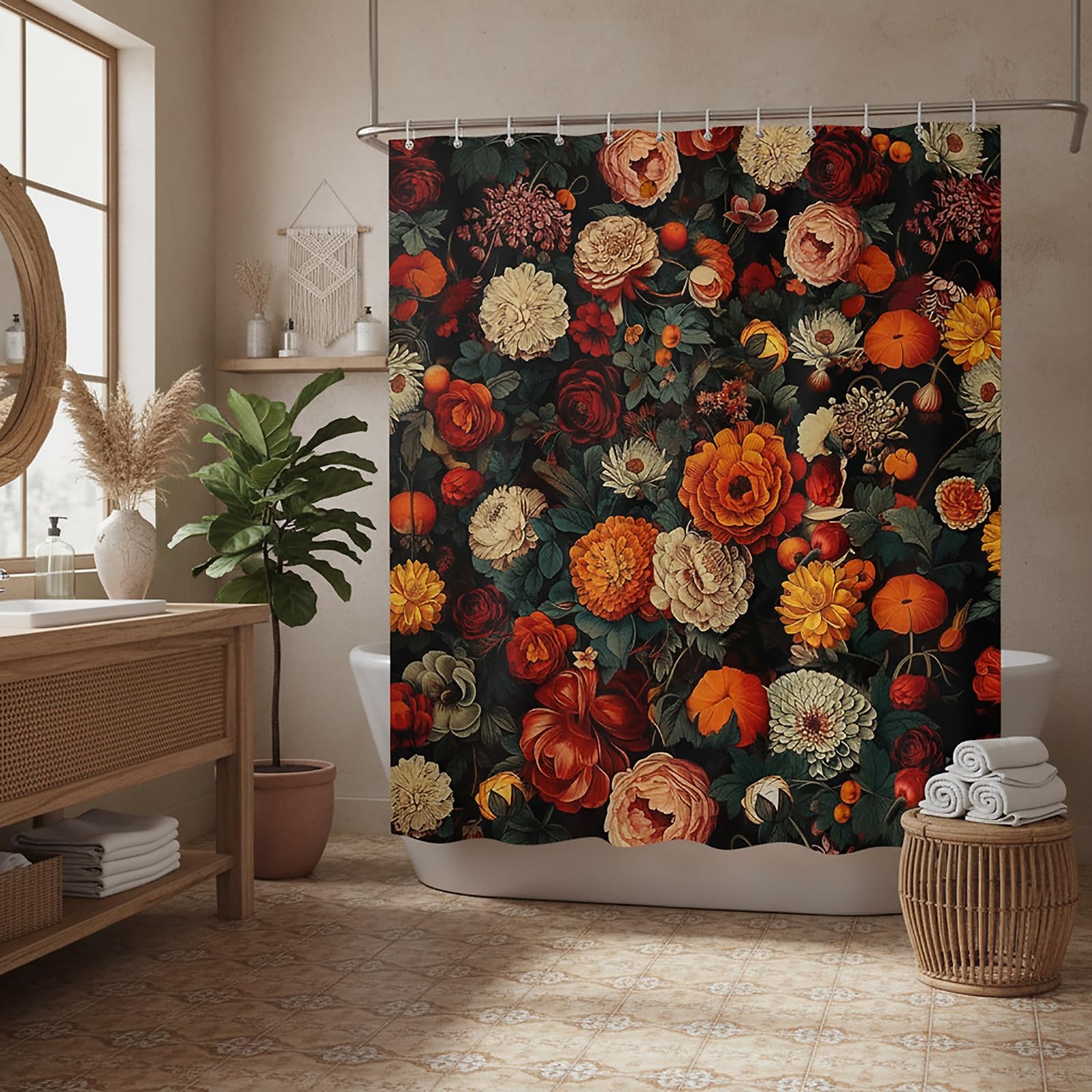 Custom Printed Bath Curtain — custom printed polyester bath curtain detail view