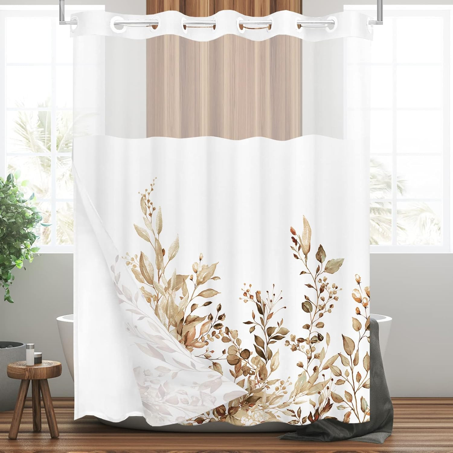 Custom Printed Bath Curtain — custom printed polyester bath curtain detail view