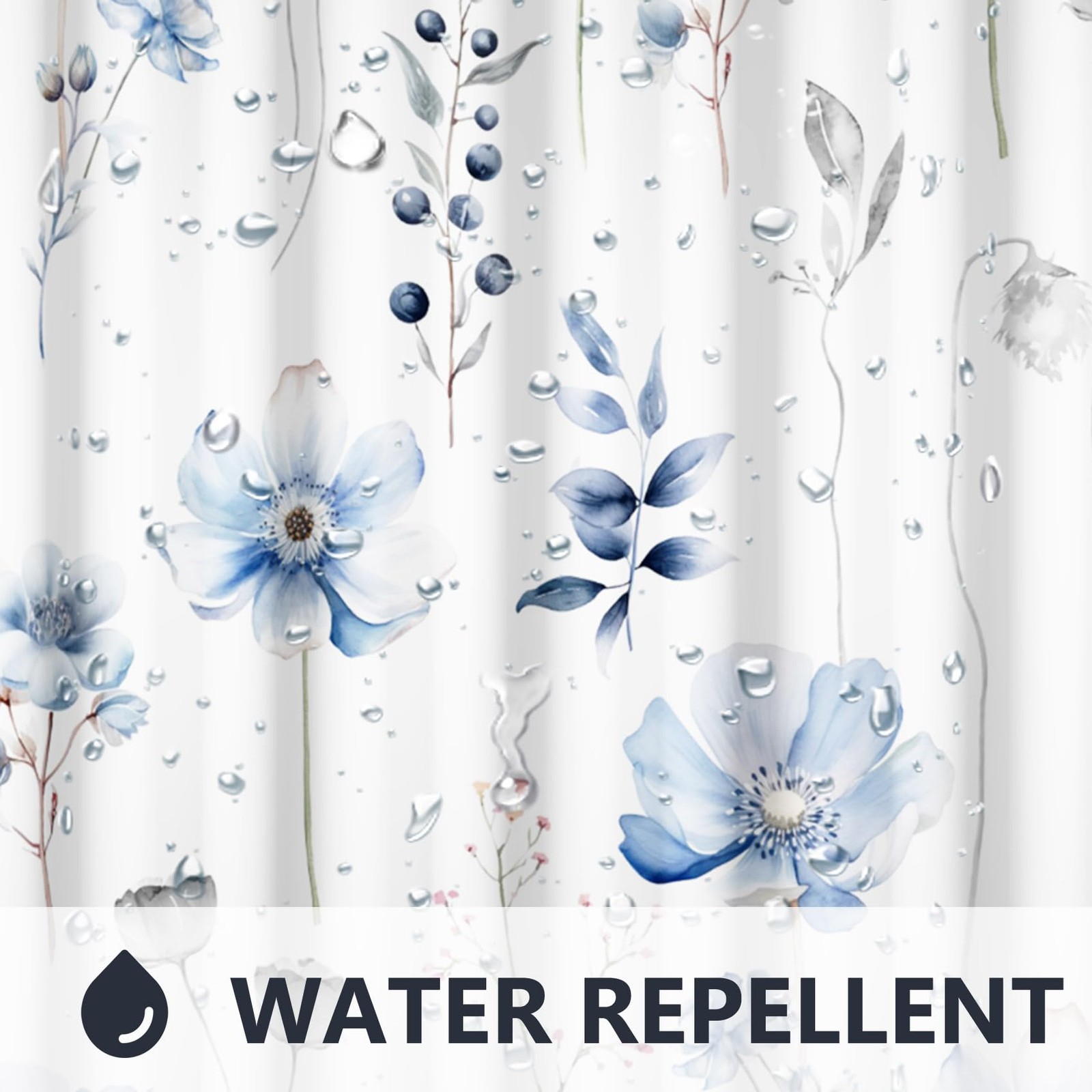Custom Printed Bath Curtain — custom printed polyester bath curtain detail view
