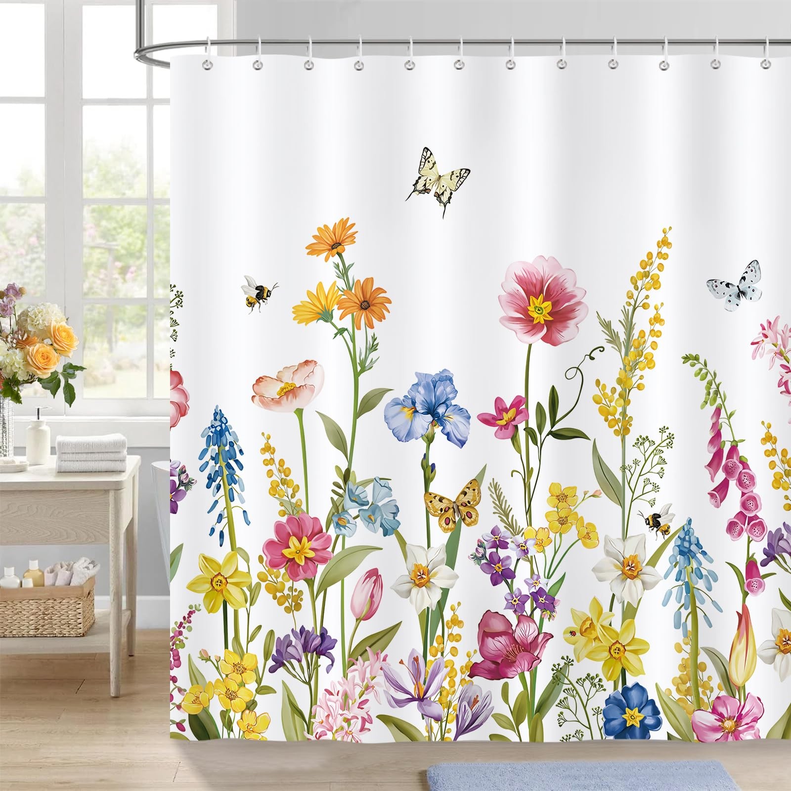 Custom Printed Bath Curtain — custom printed polyester bath curtain detail view