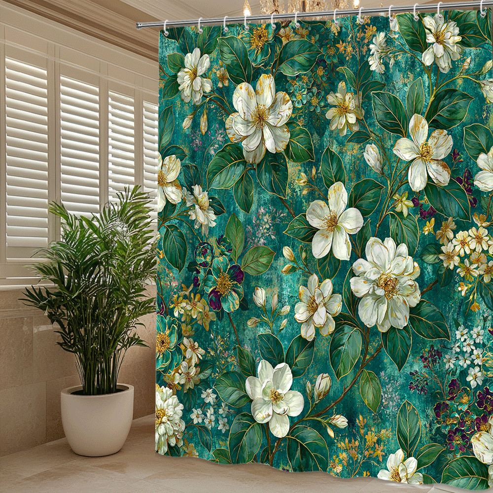 Custom Printed Bath Curtain — custom printed polyester bath curtain detail view