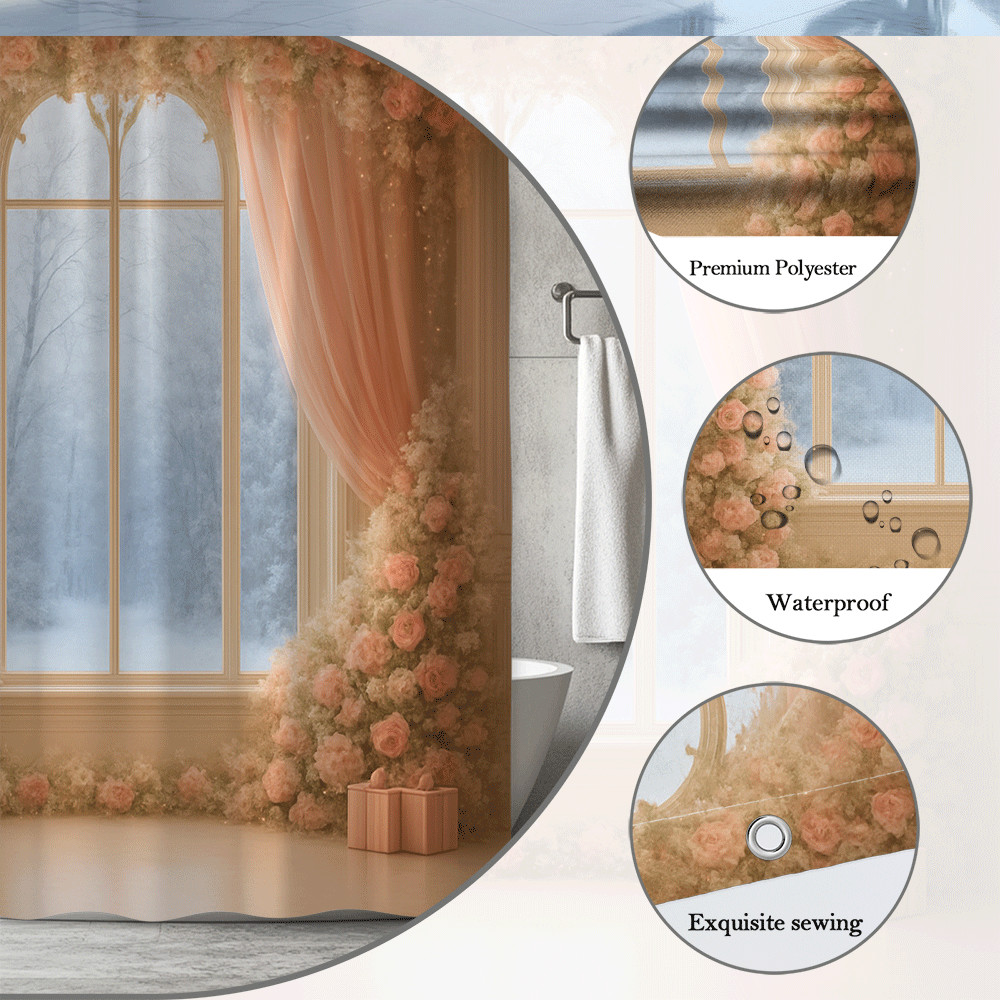 Custom Printed Bath Curtain — custom printed polyester bath curtain detail view