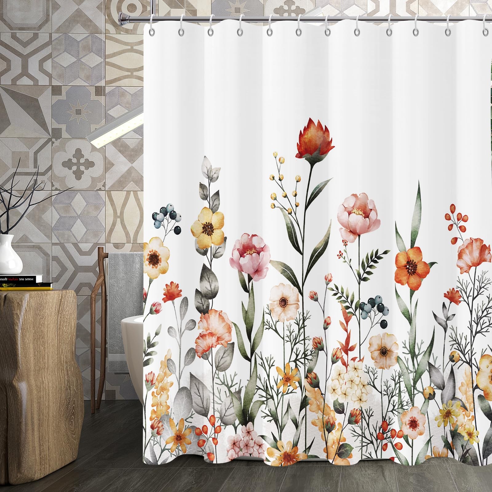 Custom Printed Bath Curtain — custom printed polyester bath curtain detail view