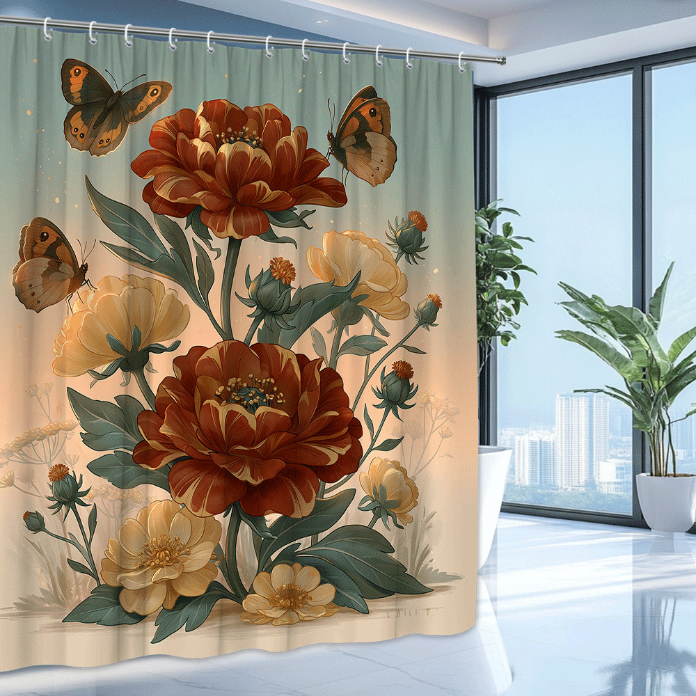 Custom Printed Bath Curtain — custom printed polyester bath curtain detail view