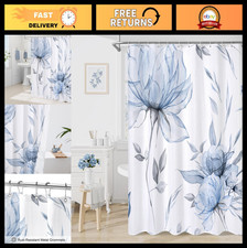 Boho Floral Shower Curtain - Watercolor Botanical Design 72x96, Elegant Bathroom — custom printed polyester bath curtain