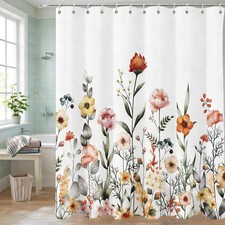 Shower Curtain Floral Shower Curtains for Bathroom Watercolor Flowers Leaves ... — custom printed polyester bath curtain