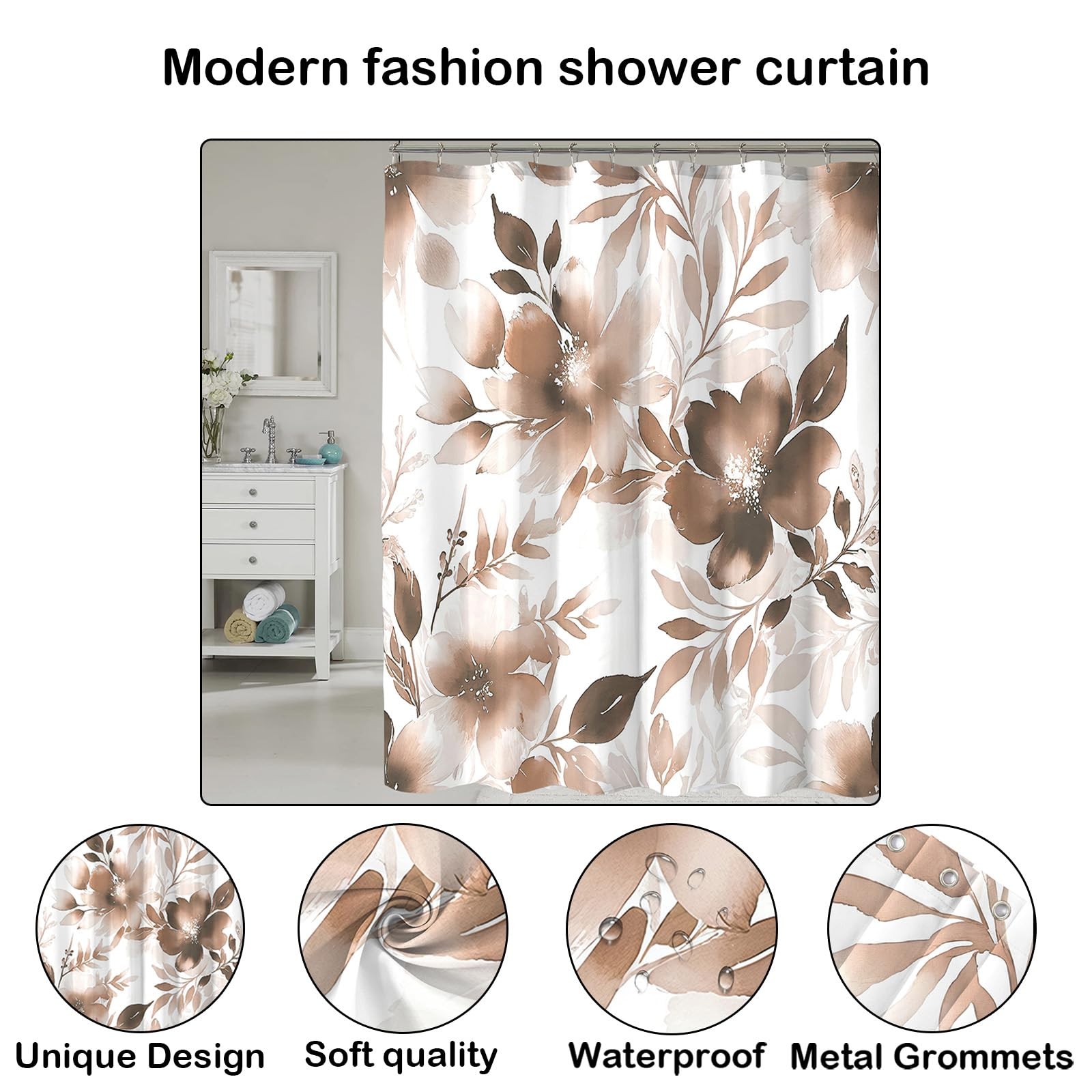 Custom Printed Bath Curtain — custom printed polyester bath curtain detail view