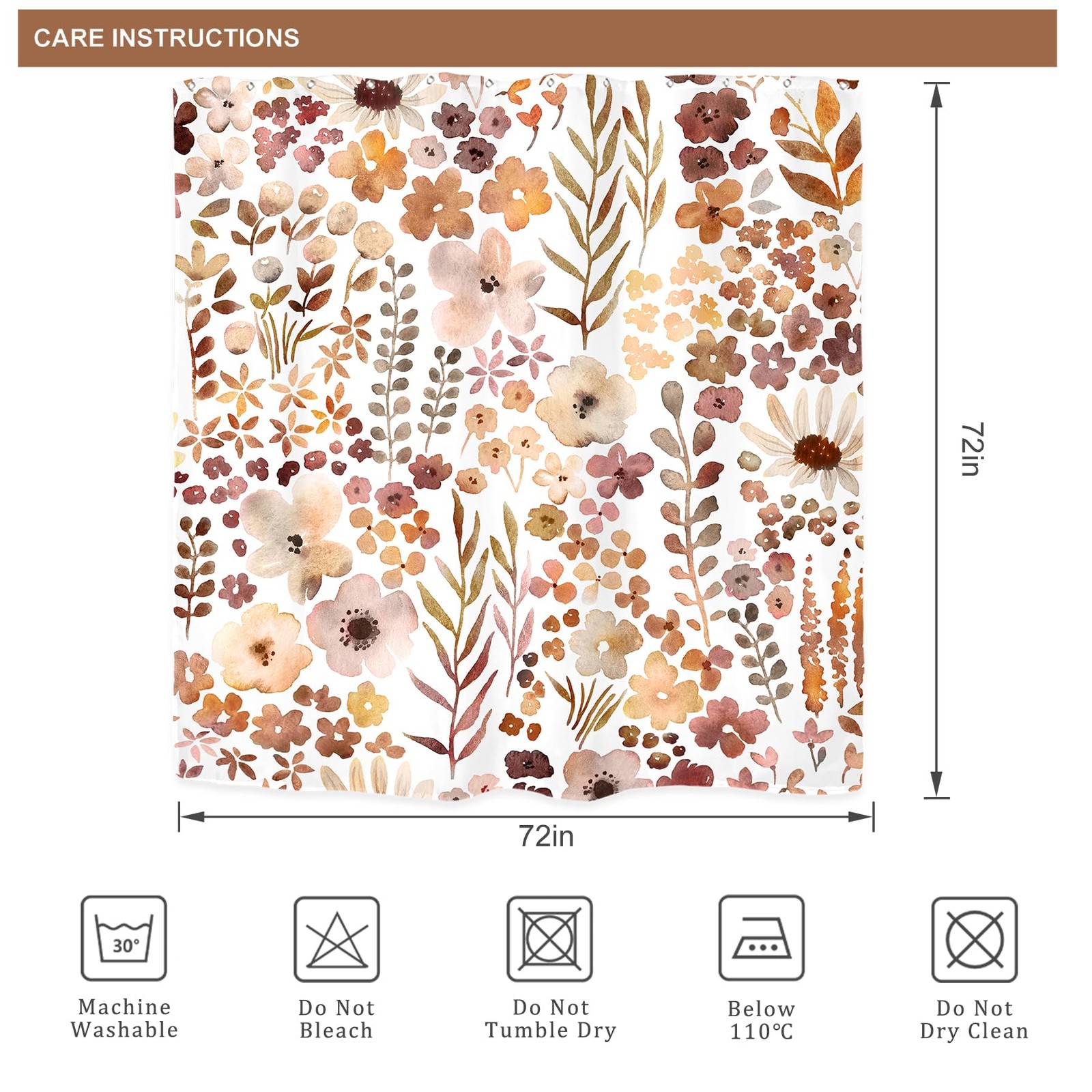 Custom Printed Bath Curtain — custom printed polyester bath curtain detail view