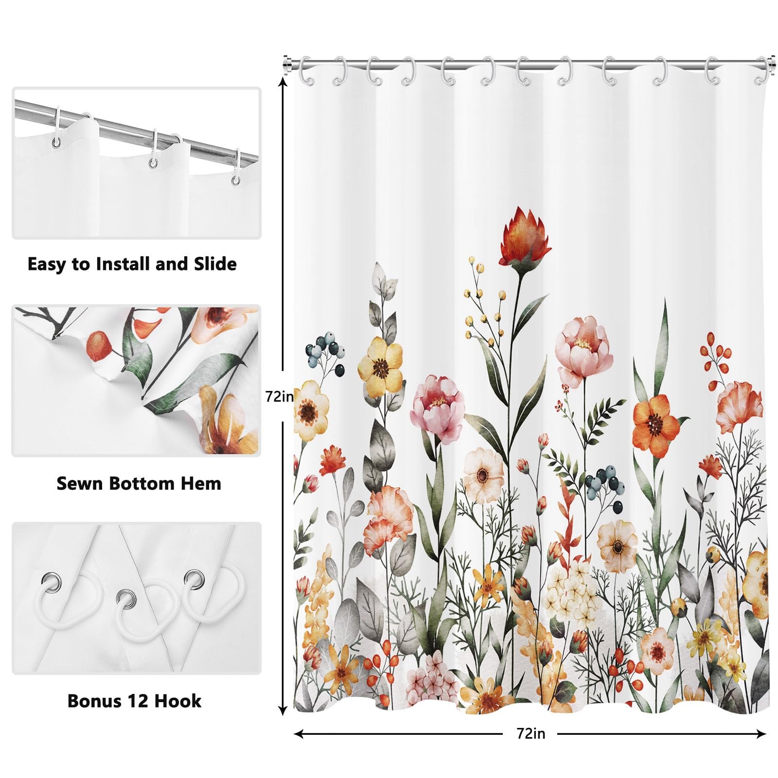 Custom Printed Bath Curtain — custom printed polyester bath curtain detail view
