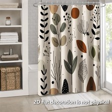 1PC Waterproof Shower Curtain Boho Botanical Leaves Pattern for Bathroom Decor — custom printed polyester bath curtain