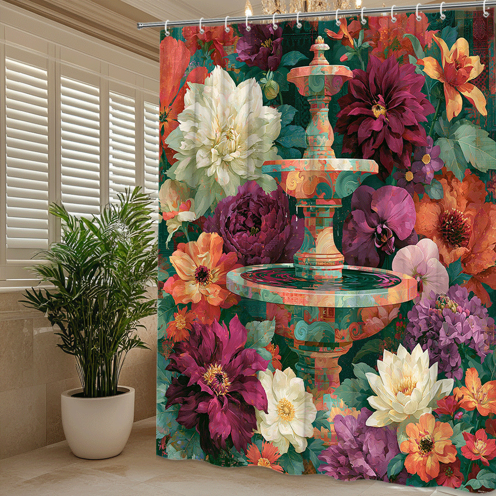 Custom Printed Bath Curtain — custom printed polyester bath curtain detail view