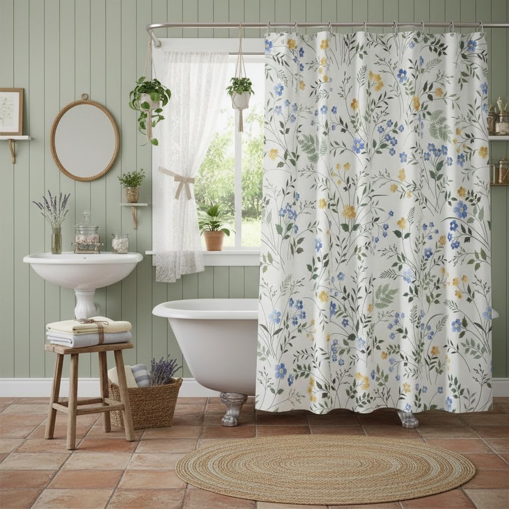 Custom Printed Bath Curtain — custom printed polyester bath curtain detail view