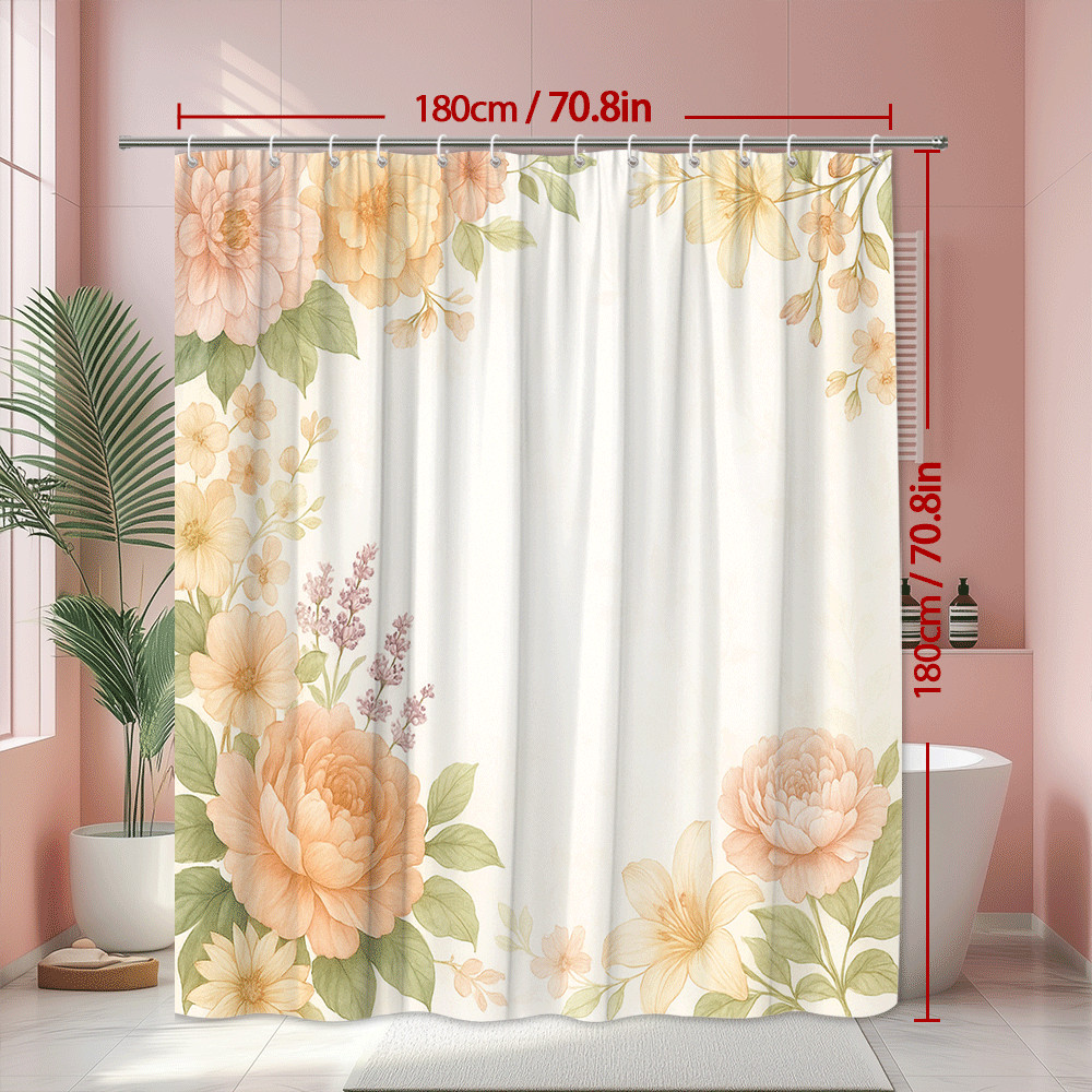 Custom Printed Bath Curtain — custom printed polyester bath curtain detail view
