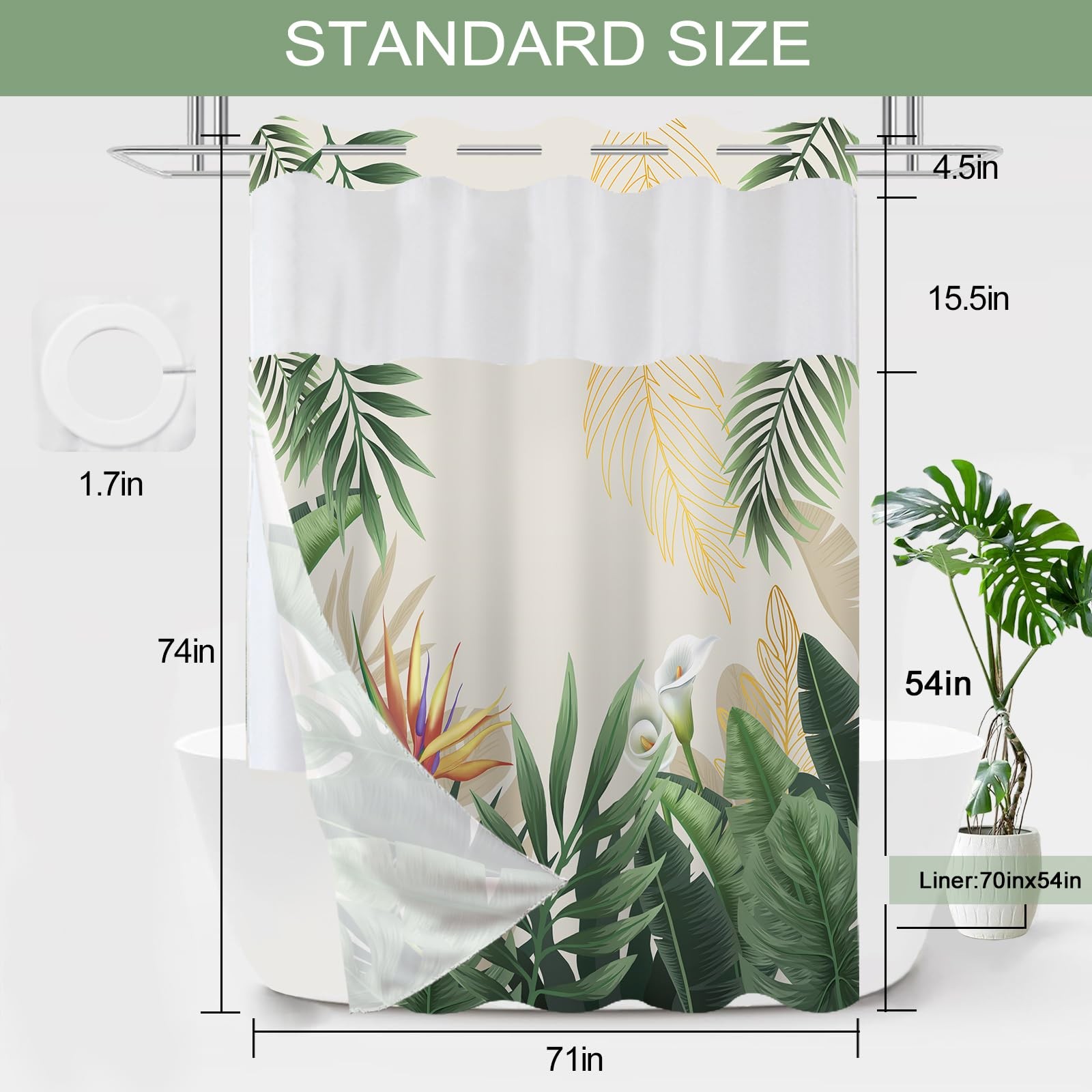 Custom Printed Bath Curtain — custom printed polyester bath curtain detail view