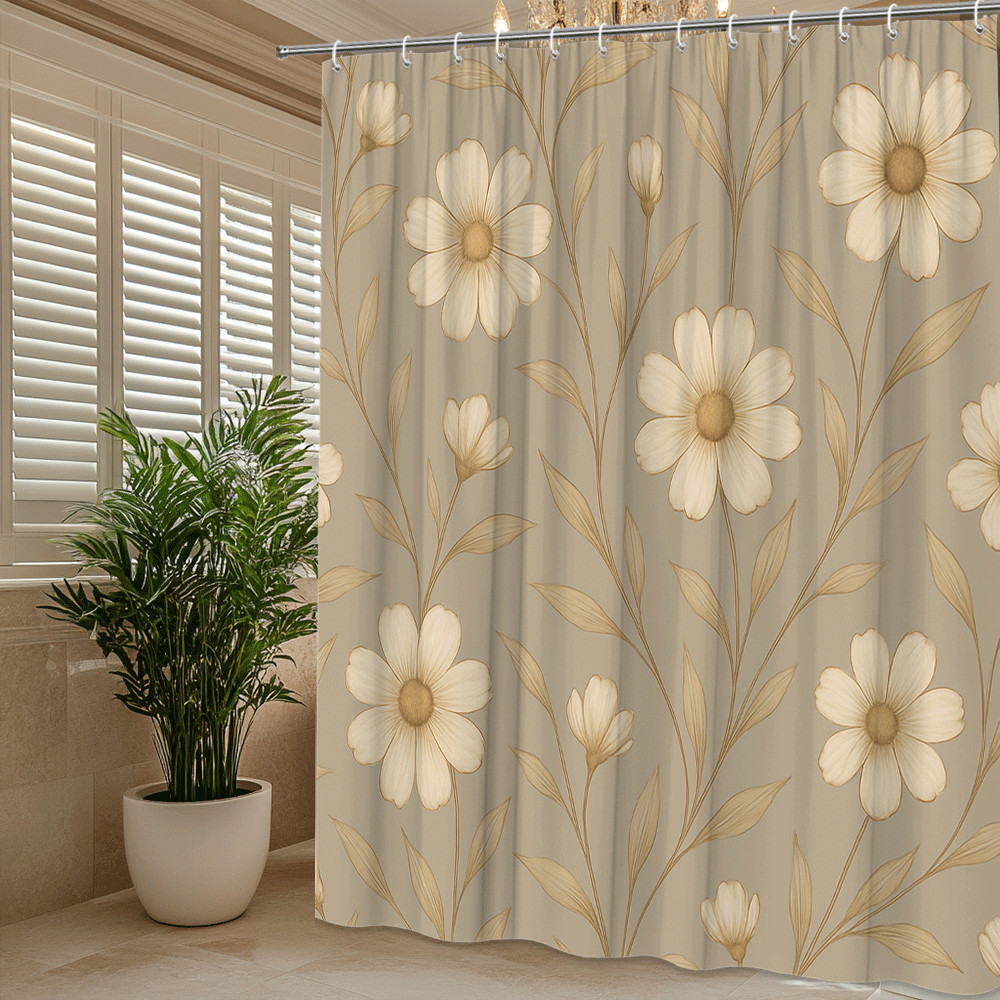 Custom Printed Bath Curtain — custom printed polyester bath curtain detail view
