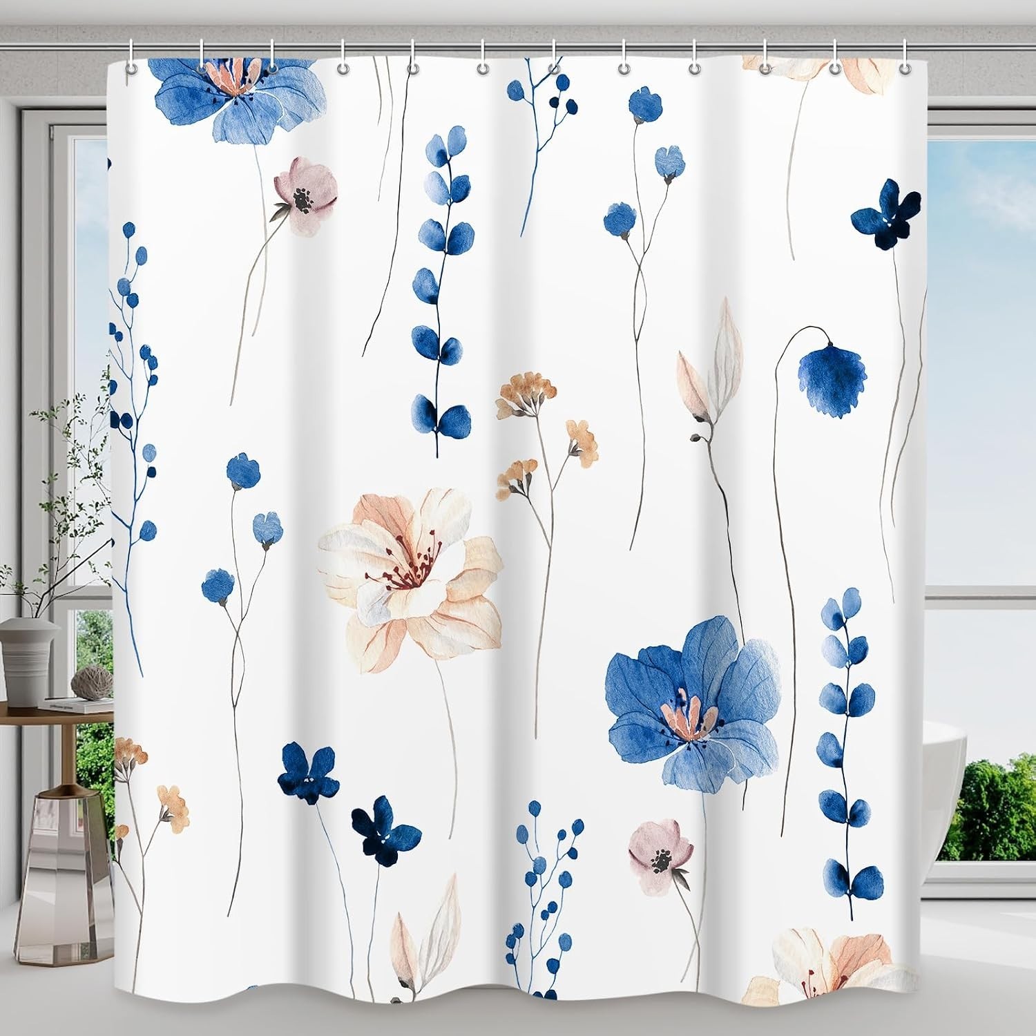 Custom Printed Bath Curtain — custom printed polyester bath curtain detail view