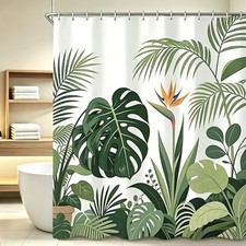 Shower Curtain,71x79 inch 3D HD Green Leaves Shower Curtains for Bathroom, — custom printed polyester bath curtain